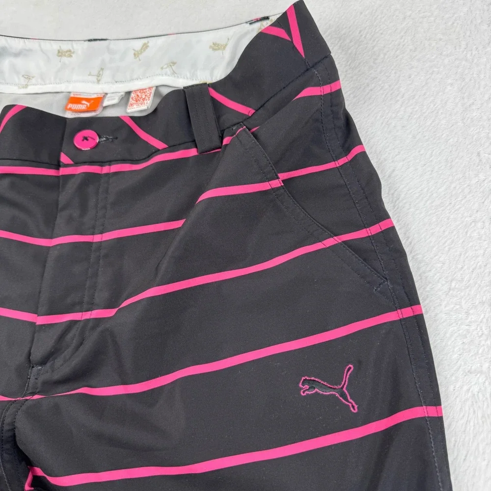 Puma‎ Golf Shorts Mens 30 Black Pink Striped dryCELL Performance